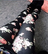 Leggings decoracion rosa, algodon, negro, blanco