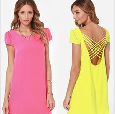 Vestido Chiffon Cross Puff Short 2014