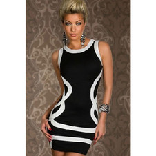 Vestido Negro y Blanco Ceñido, Casual, Sexi, Decoracion